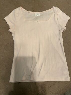abercrombie kids Pale Pink Short Sleeve Scoop Neck Top with Bow